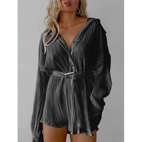 'Amara' Button Up Dropped Shoulder Shirt Dress - Celes Fashion